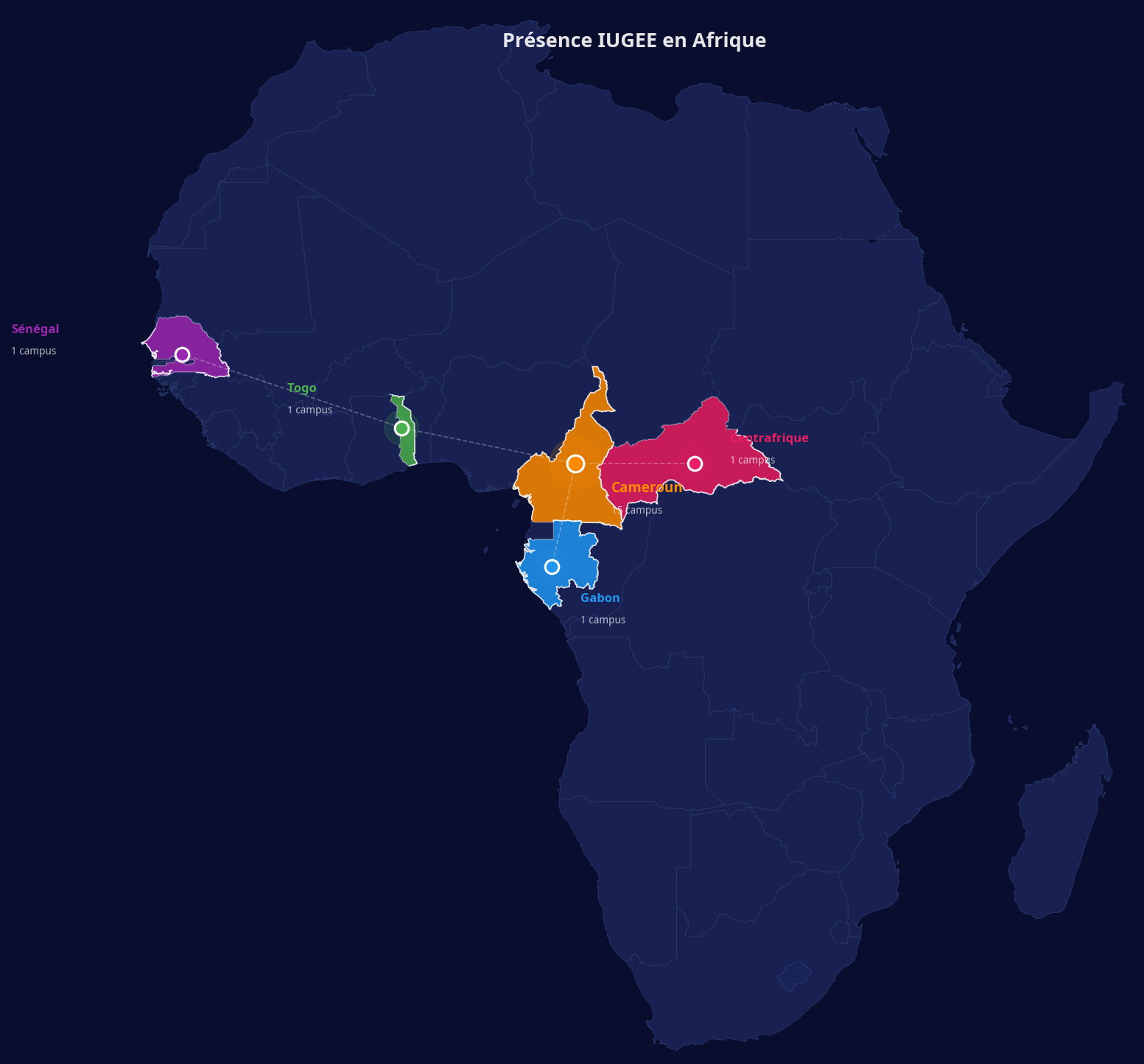 Carte de présence IUGEE en Afrique
